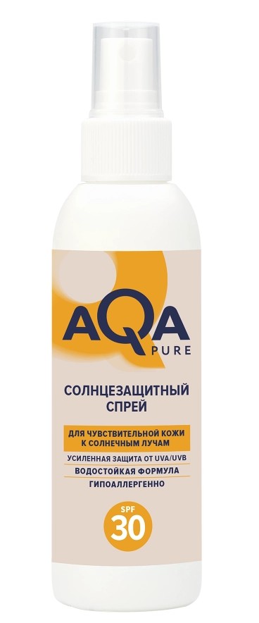 AQA pure спрей солнцезащитный, спрей, 150 мл, 1 шт, SPF 30 фото