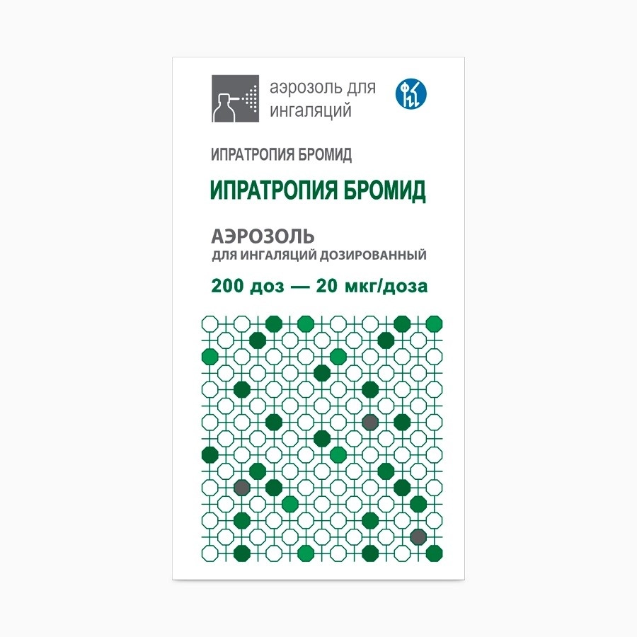 Ипратропия бромид, 20 мкг/доза, аэрозоль для ингаляций дозированный, 1 шт, 200 доз фото