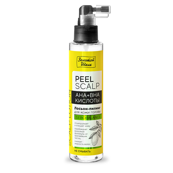 Золотой Шелк PEEL SCALP Лосьон-пилинг для кожи головы AHA+BHA кислоты, спрей, 100 мл, 1 шт. фото