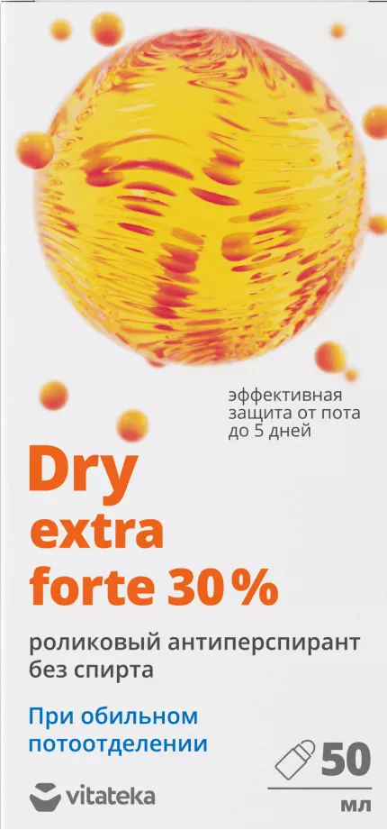 Витатека Dry Extra Forte, 30 %, антиперспирант ролик, 50 мл, 1 шт, без спирта фото