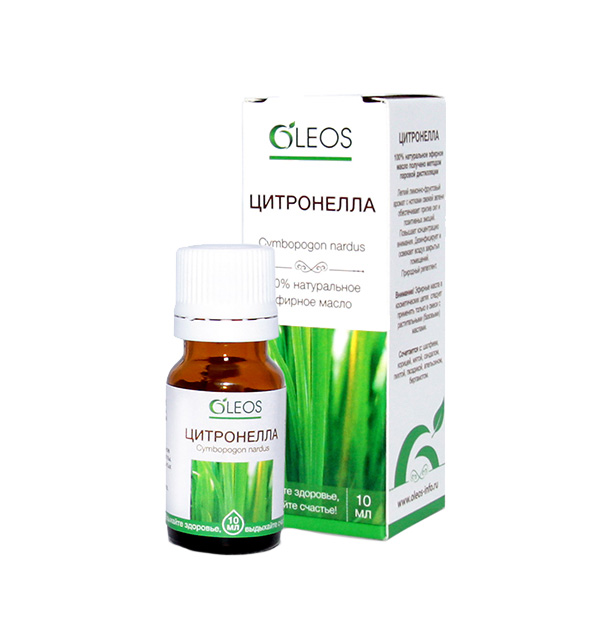 Oleos Масло эфирное Цитронелла, масло эфирное, 10 мл, 1 шт. фото