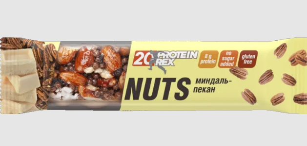 ProteinRex Батончик ореховый протеиновый, 40 г, 1 шт, миндаль + пекан фото