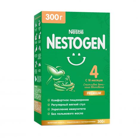 Nestogen 4 Premium, напиток молочный сухой, 300 г, 1 шт, для детей с 18 месяцев, с пребиотиками и лактобактериями фото