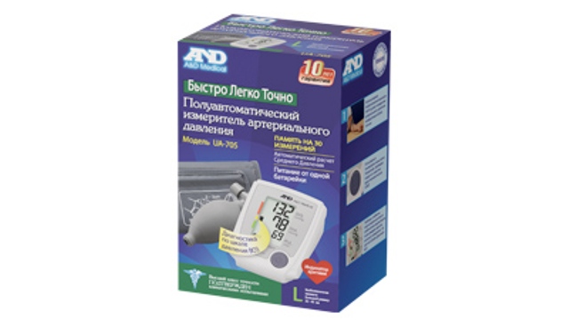 Тонометр полуавтоматический AND UA-705 L, 1 шт, с увеличенной манжетой 32-45 см фото