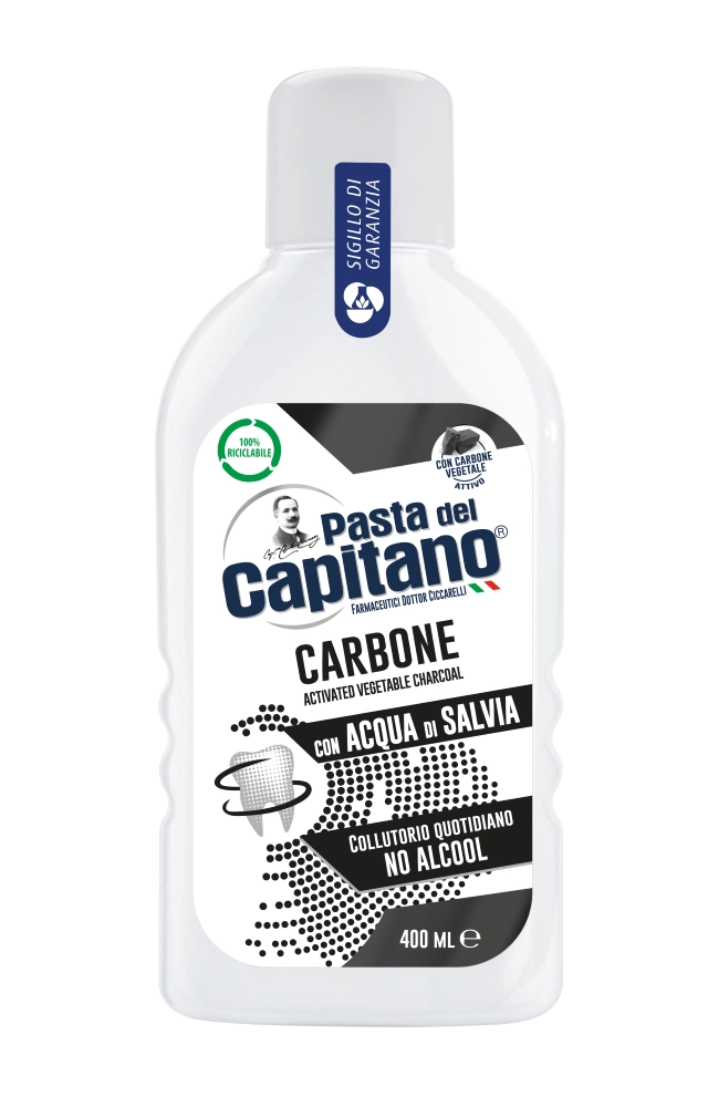 Pasta del Capitano ополаскиватель для полости рта защитный, ополаскиватель полости рта, 400 мл, 1 шт, с древесным углем фото