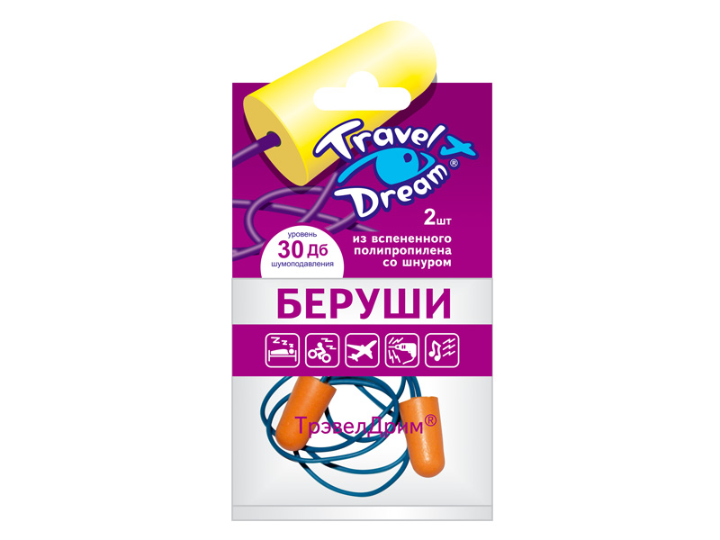 Беруши Travel Dream со шнуром, 2 шт. фото