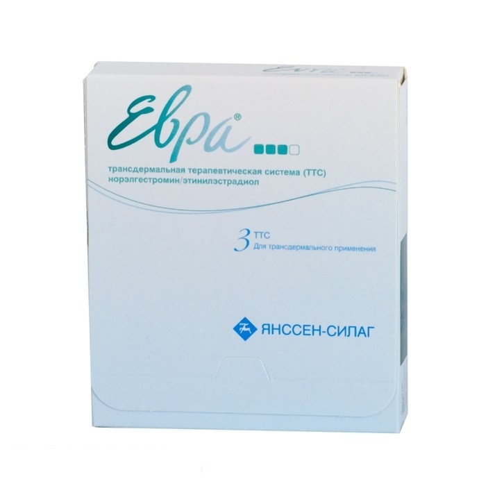 Евра, 203 мкг+33.9 мкг/24 ч, пластырь трансдермальный, 3 шт. фото