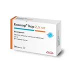 Конкор Кор, 2.5 мг, таблетки, покрытые пленочной оболочкой, 30 шт. фото