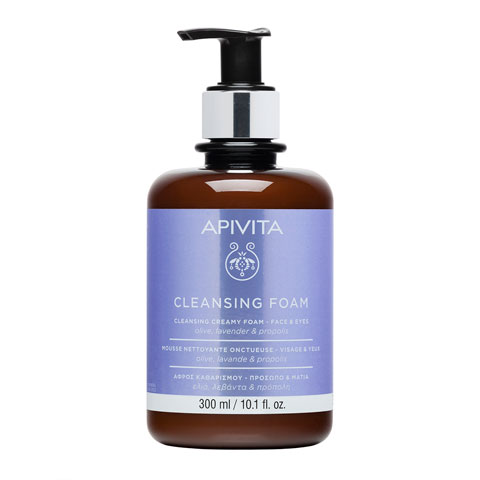 Apivita Пенка очищающая для лица и глаз с оливой, лавандой и прополисом, пенка для умывания, 300 мл, 1 шт. фото