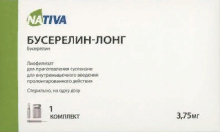 Бусерелин-лонг, 3.75 мг, лиофилизат для приготовления суспензии для внутримышечного введения пролонгированного действия, 1 шт. фото