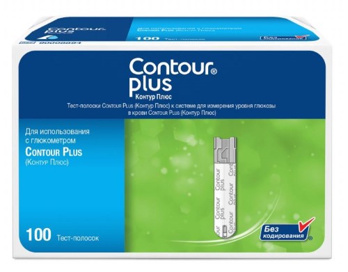 Contour Plus, тест-полоски для определения уровня глюкозы в крови, 100 шт. фото