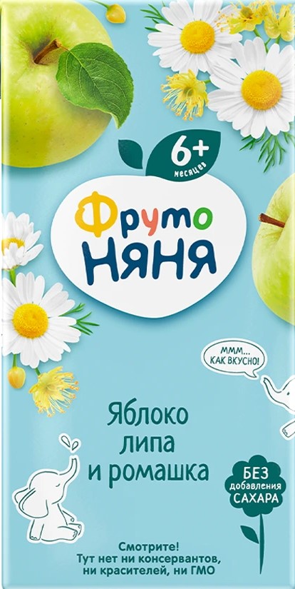 Фрутоняня напиток, напиток, 200 мл, 1 шт, яблоко + ромашка + липа фото