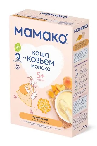 Мамако каша кукурузная на козьем молоке, 5+ мес, каша детская молочная, 200 г, 1 шт, тыква + абрикос фото