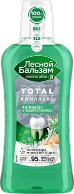 Лесной бальзам Total Комплекс, ополаскиватель полости рта, 400 мл, 1 шт, с морской солью, экстрактом имбиря и чаем матча фото