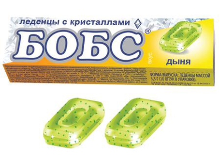 Бобс Карамель леденцовая, леденцы, 35 г, 1 шт, дыня + мятные кристаллы фото