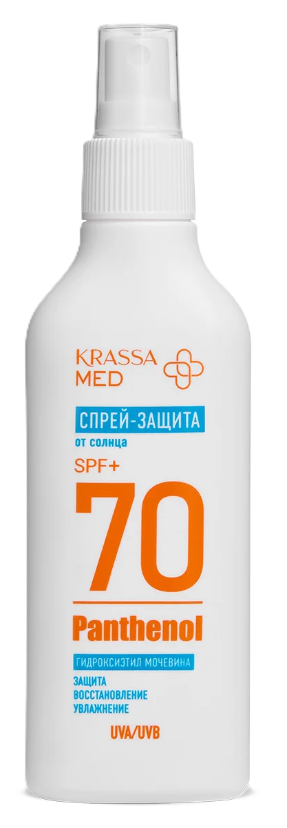 Krassa med Пантенол Спрей-защита для безопасного загара, спрей, 150 мл, 1 шт, SPF70 фото