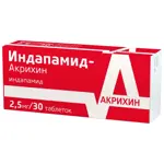 Индапамид-Акрихин, 2.5 мг, таблетки, покрытые оболочкой, 30 шт. фото 4