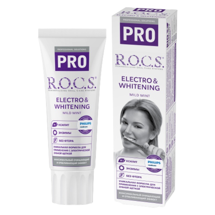 ROCS PRO Electro whitening, паста зубная, 74 г, 1 шт, без фтора фото