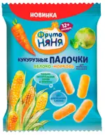 Фрутоняня кукурузные палочки, 20 г, 1 шт, яблоко + морковь фото