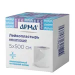 Арма Лейкопластырь фиксирующий, 5 см х 500 см, 1 шт, белый, тканевая основа фото