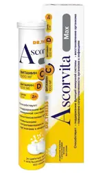 Доктор Тайсс Аскорвита Макс, таблетки шипучие, 20 шт, со вкусом апельсина, без сахара фото
