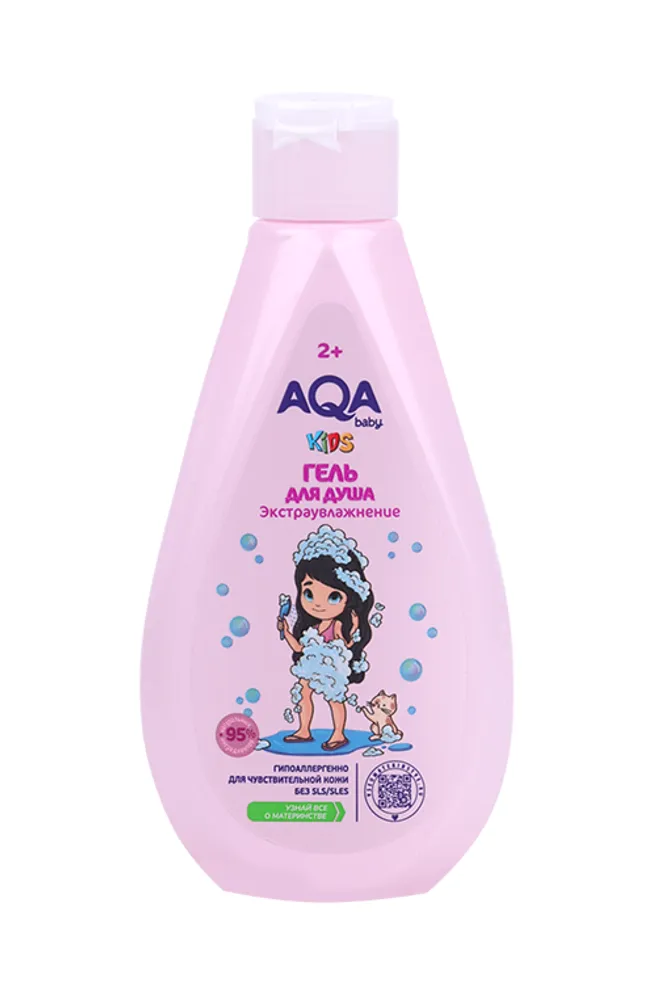 AQA baby kids Гель для душа экстраувлажнение для девочек, гель для душа, 250 мл, 1 шт. фото