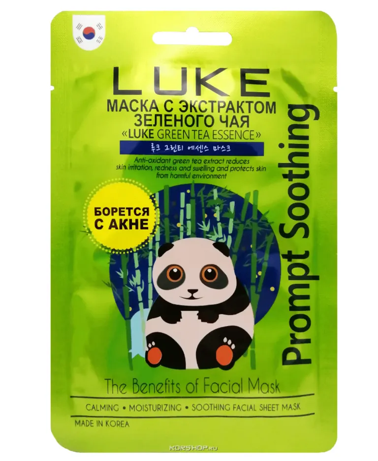 Luke Маска тканевая с экстрактом зеленого чая, маска для лица, 1 шт. фото