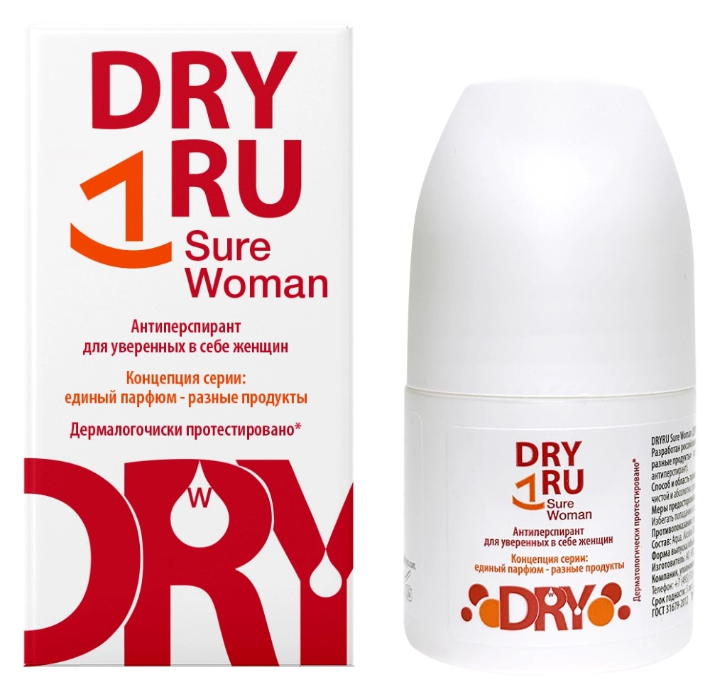 Dry Ru sure woman, антиперспирант, 50 мл, 1 шт, для уверенных в себе женщин фото