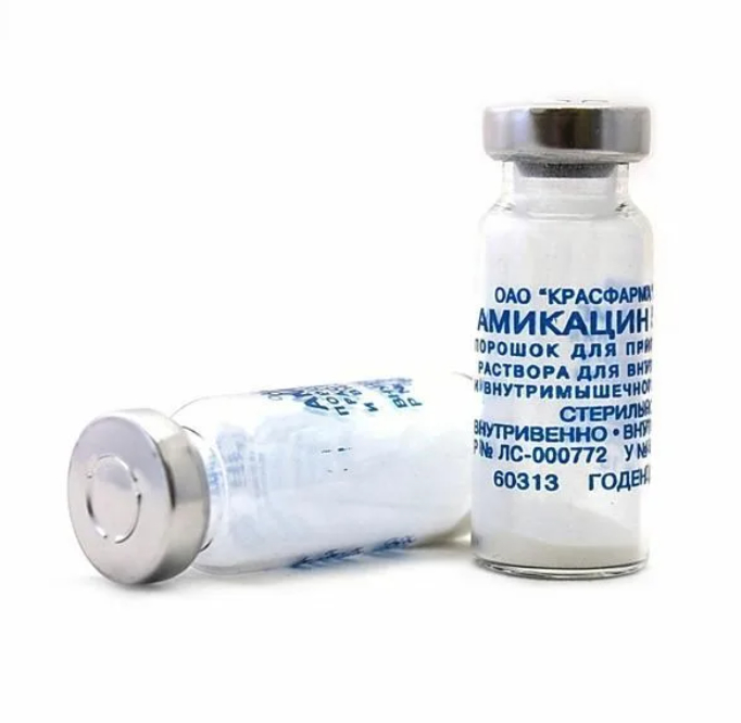 Амикацин, 1 г, порошок для приготовления раствора для внутривенного и внутримышечного введения, 1 шт. фото