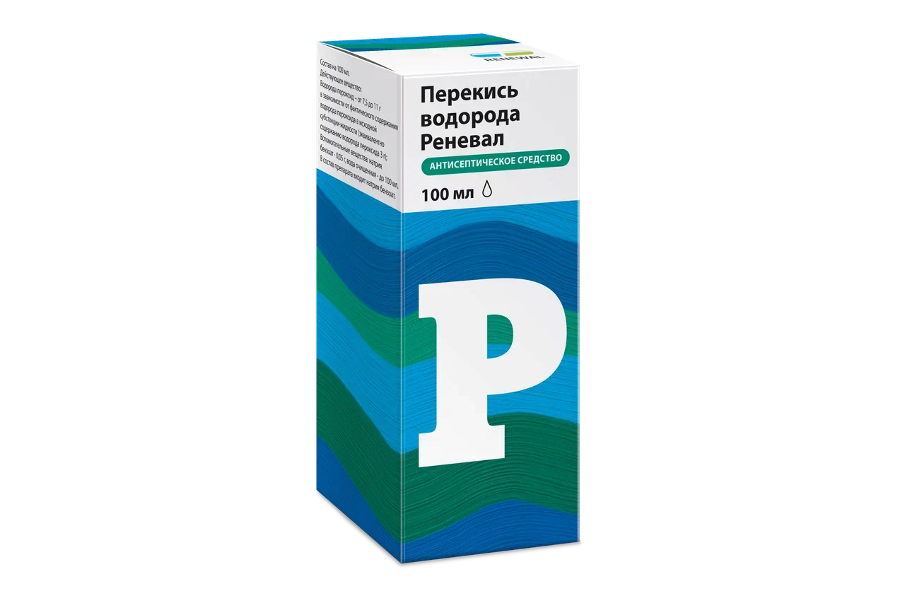 Перекись водорода Реневал, 3%, раствор для местного и наружного применения, 100 мл, 1 шт. фото