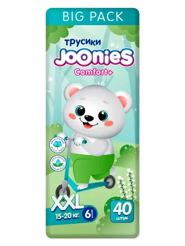 Joonies Comfort Plus Подгузники-трусики для детей, XXL, 40 шт, 15-20 кг фото