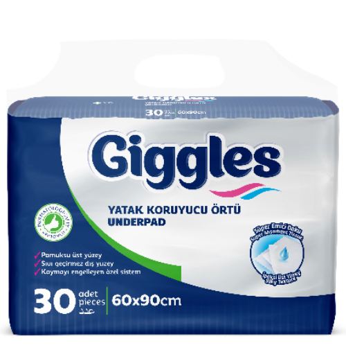 Giggles Underpad Пеленки впитывающие для взрослых, 60 см х 90 см, 30 шт. фото