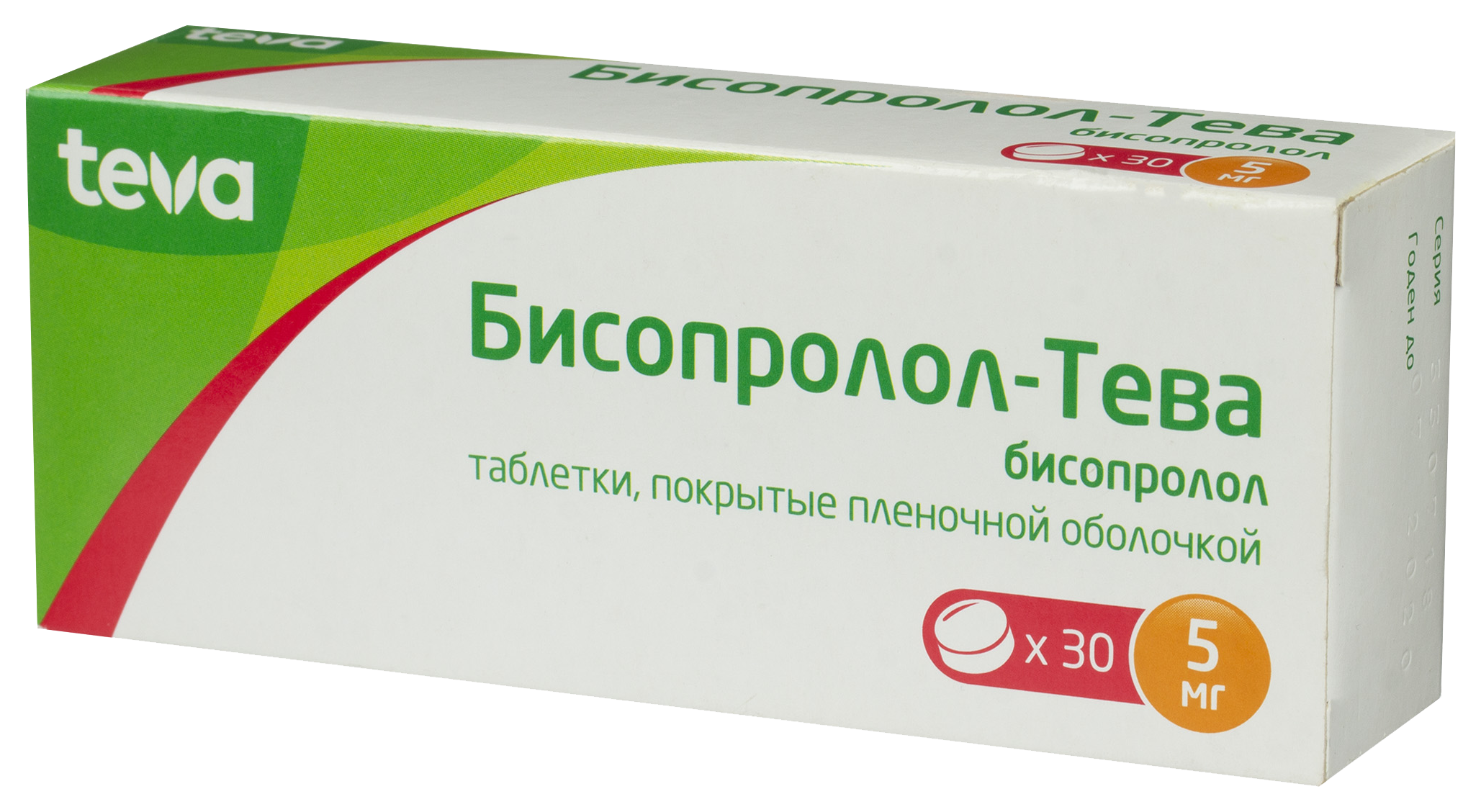 Бисопролол-Тева, 5 мг, таблетки, покрытые пленочной оболочкой, 30 шт. фото