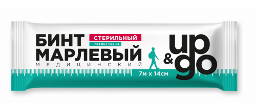 UP&GO Бинт марлевый медицинский стерильный, 7 м х 14 см, 1 шт. фото
