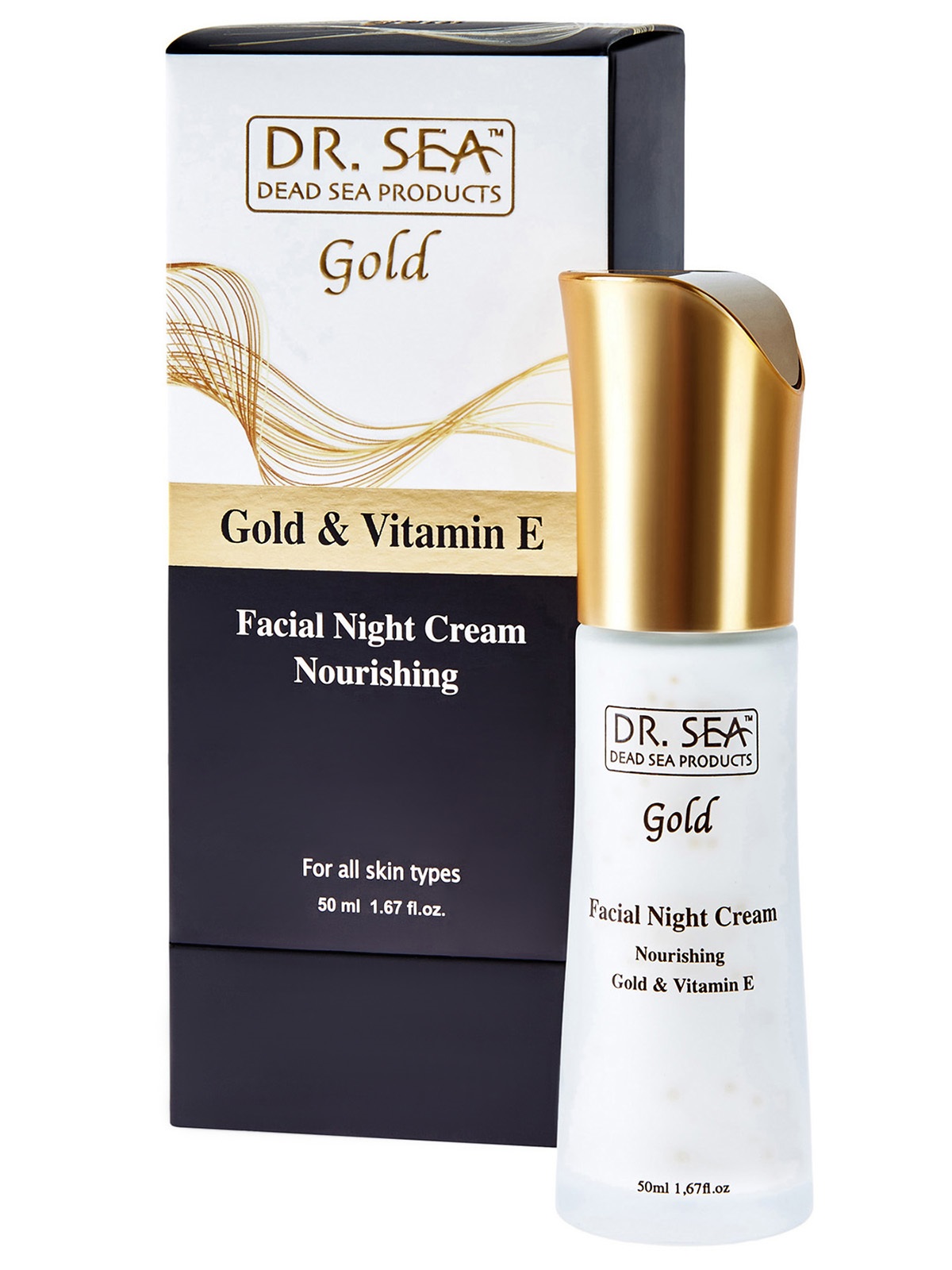 Dr. Sea Gold Крем для лица ночной с золотом и витамином Е, крем для лица, 50 мл, 1 шт, питательный фото