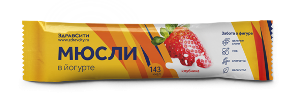 Здравсити Батончик мюсли клубничный в йогуртной глазури, 30 г, 1 шт. фото