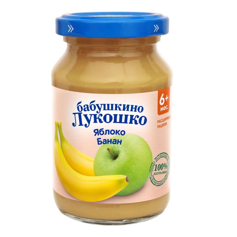 Бабушкино Лукошко детское пюре, пюре, 190 г, 1 шт, яблоко + банан фото