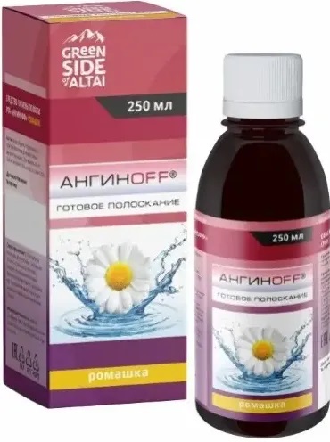 Ангинoff готовое полоскание, раствор для полоскания полости рта, 250 мл, 1 шт, ромашка фото