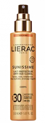 Lierac Sunissime Anti-Age global молочко для тела солнцезащитное тонизирующее, молочко, 150 мл, 1 шт, SPF 30 фото