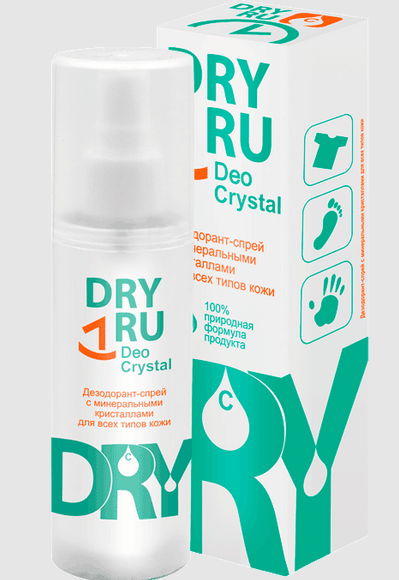 Dry Ru Deo Crystal Дезодорант с минеральными кристаллами, спрей, 40 г, 1 шт, для всех типов кожи фото