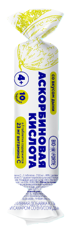 BioForte Аскорбиновая кислота с сахаром и глюкозой, 3 г, таблетки, 10 шт, со вкусом дыни фото