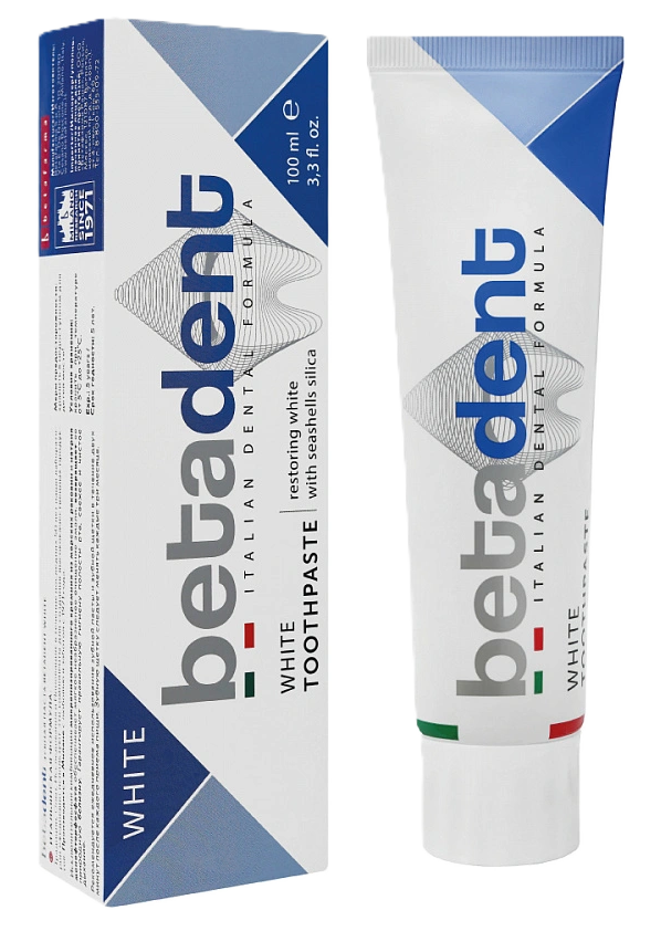 Betadent White, паста зубная, 100 мл, 1 шт, отбеливающая фото