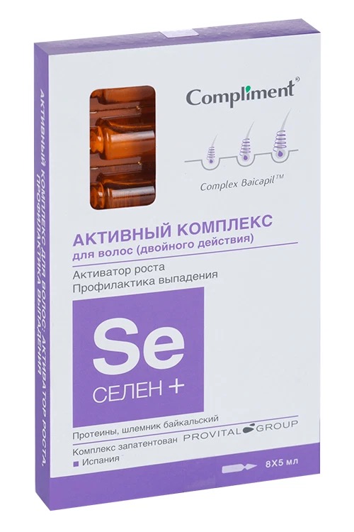 Compliment Активный комплекс для волос Селен+ активатор роста и профилактика выпадения, 5 мл, 8 шт. фото