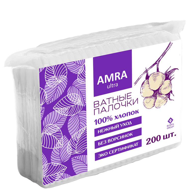 Amra Ultra, ватные палочки в пакете, 200 шт. фото