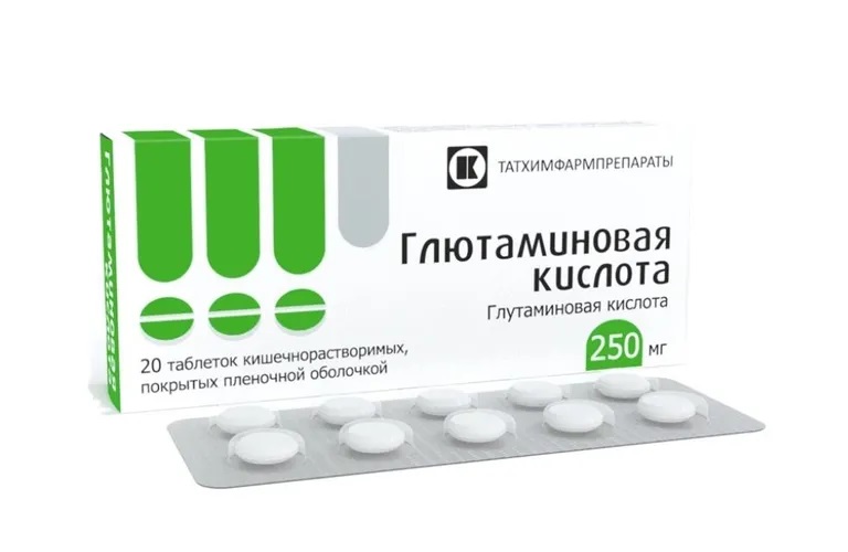 Глютаминовая кислота, 250 мг, таблетки, покрытые кишечнорастворимой оболочкой, 20 шт. фото