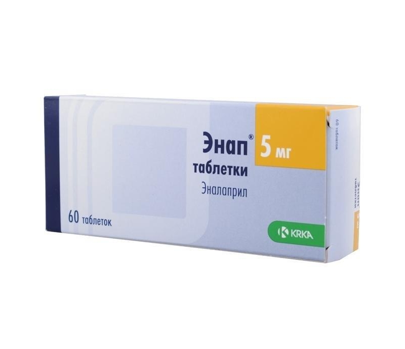 Энап, 5 мг, таблетки, 60 шт. фото