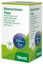 Иринотекан-Тева, 20 мг/мл, концентрат для приготовления раствора для инфузий, 5 мл, 1 шт. фото