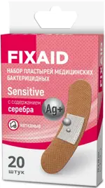 Fixaid Sensitive Набор пластырей медицинских бактерицидных с содержанием серебра, 72 мм х 19 мм, лейкопластырь, 20 шт. фото