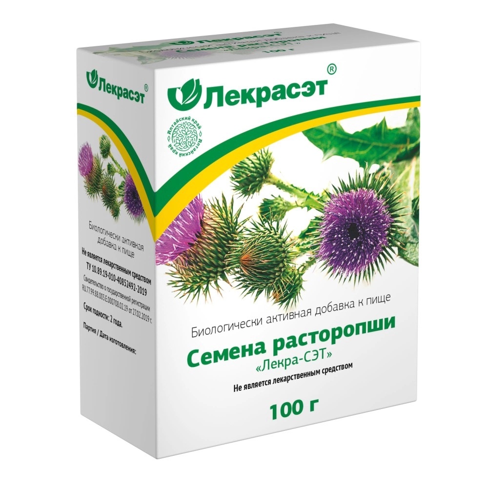 Семена расторопши Лекра-СЭТ, сырье растительное цельное, 100 г, 1 шт. фото