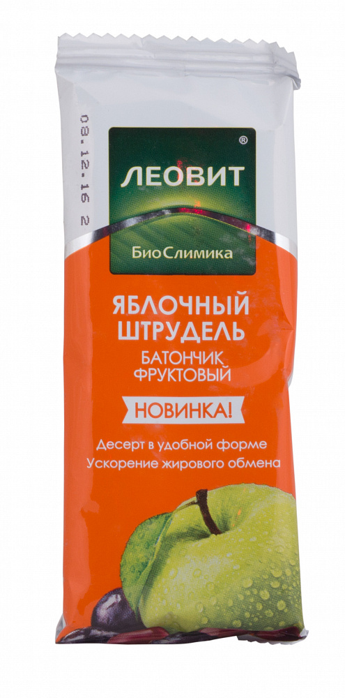 Леовит БиоСлимика Батончик фруктовый яблочный штрудель, батончик, 30 г, 1 шт. фото